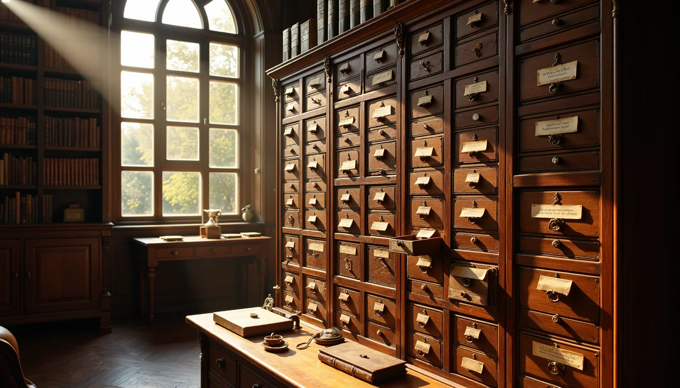 Historic library stacks and shelves