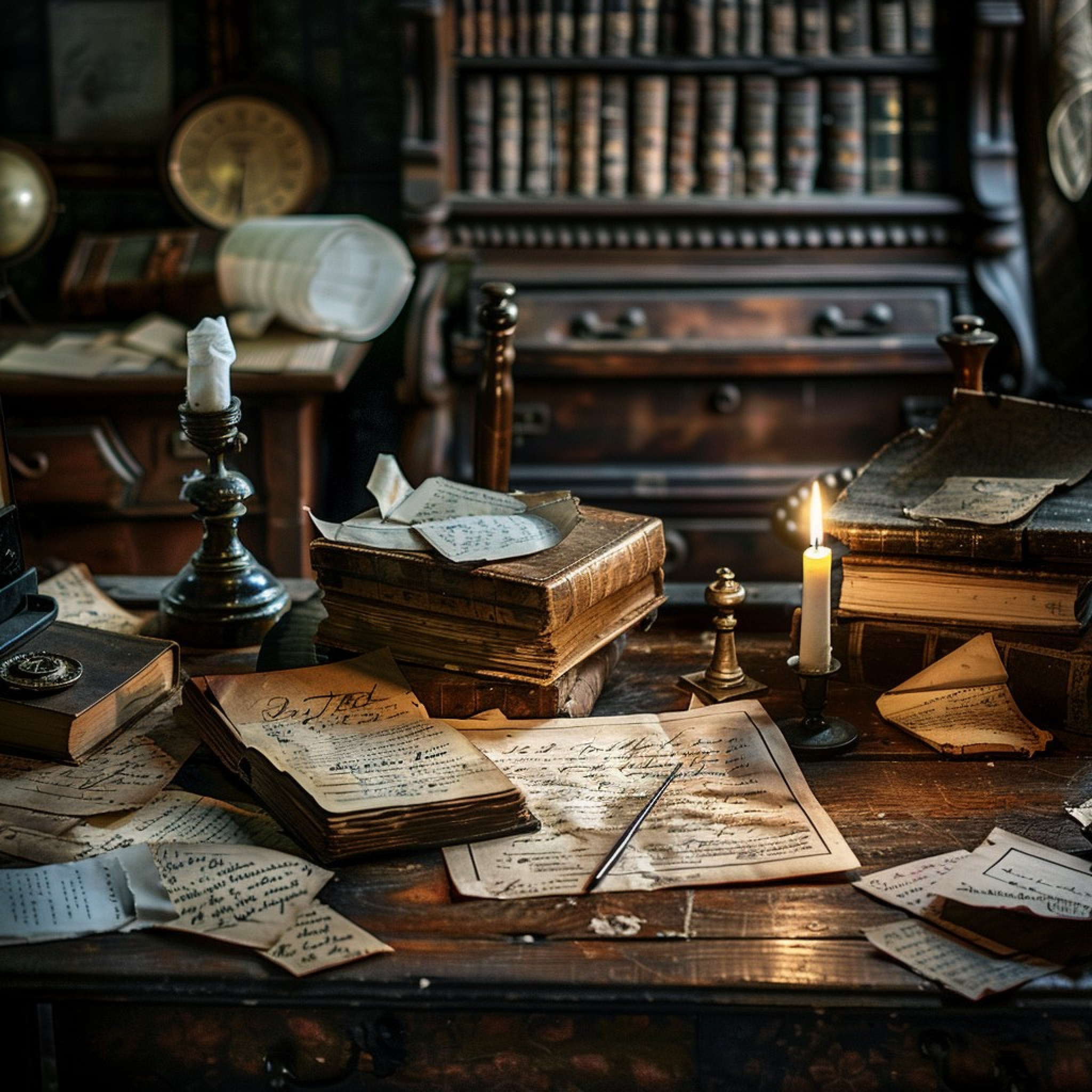 Researcher examining historic manuscript materials